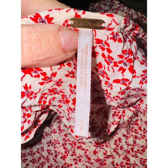 Free People One Fine Day Floral-Print Mini Dress Red White Romantic Cottage Core - Picture 8 of 14